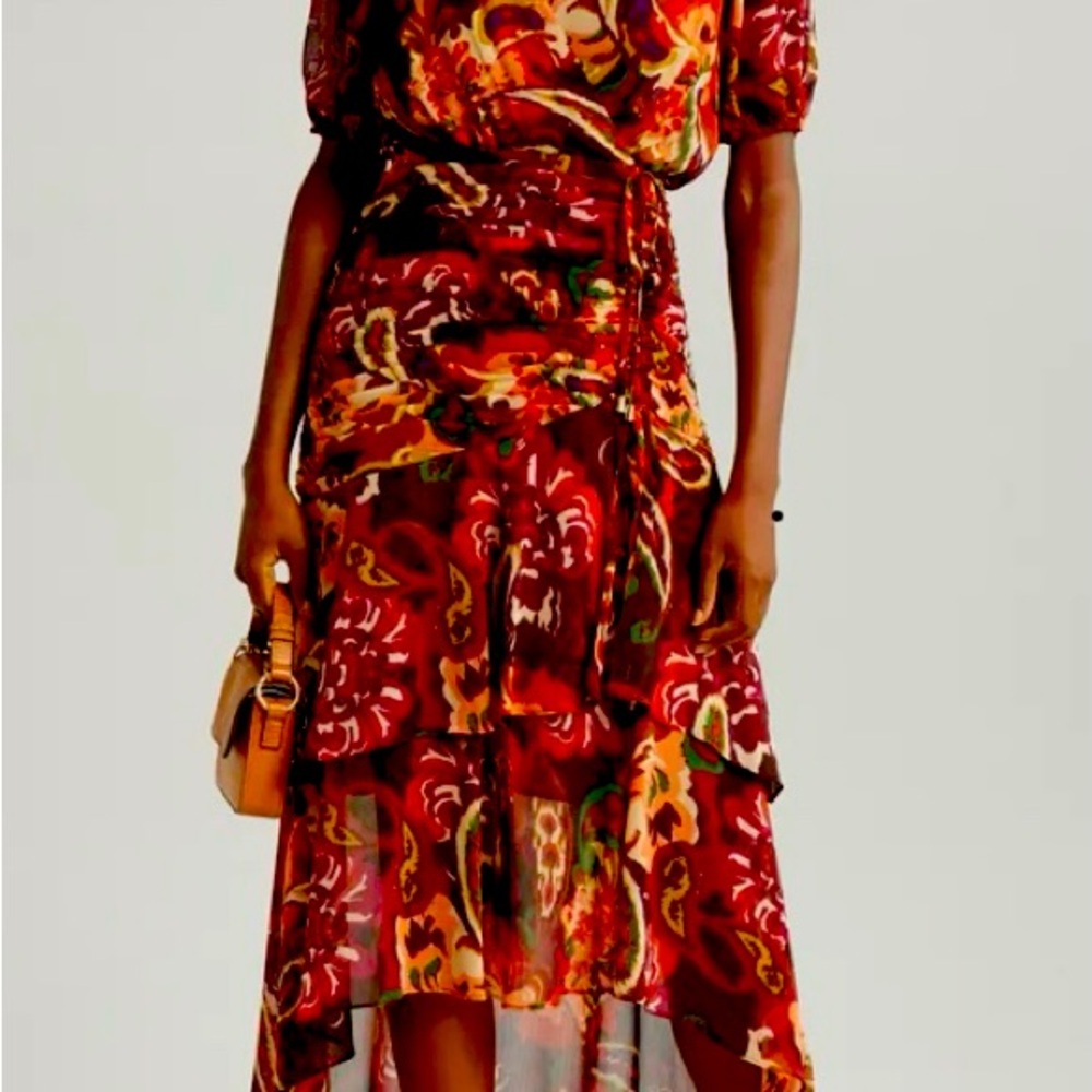 Tahiti ASL Floral Tiered Chiffon MIDI
